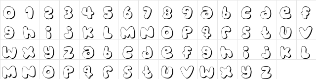 bubblegums Regular  glyph index