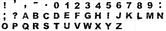 Phantom Zone Regular  glyph index