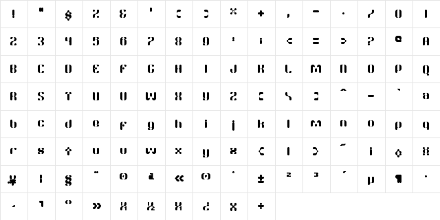 Twitch RC Regular  glyph index