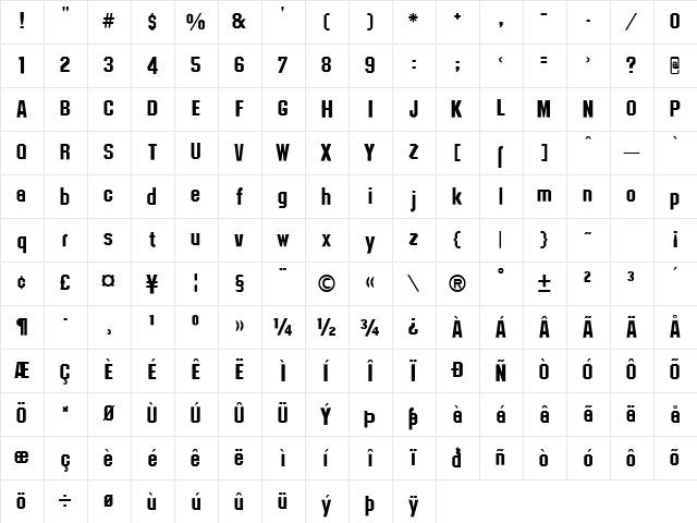 College Solid Regular  glyph index