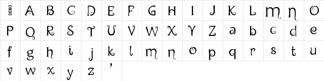 Chyga Demo  glyph index