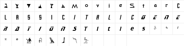 Safari Plain  glyph index