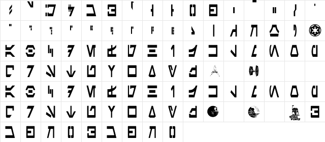 Aurek-Besh Narrow Regular  glyph index
