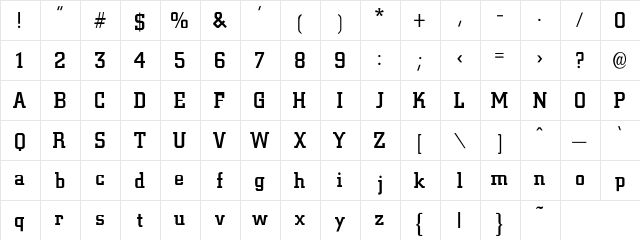Burg-Medium Regular  glyph index