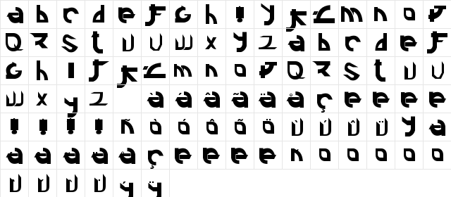 Arial Regular  glyph index