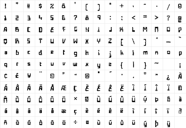 Edifact Regular  glyph index