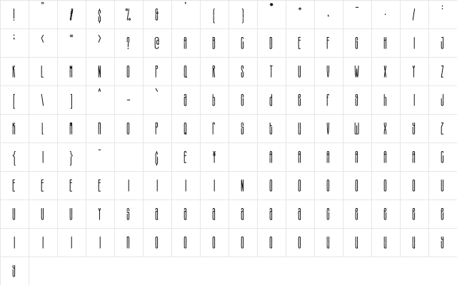 Therlalu - Free Vers Rough Regular  glyph index