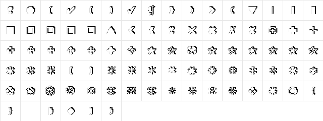 DTCRoughX05 Regular  glyph index