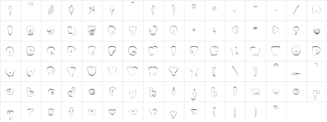 PC Comic Strip Regular  glyph index