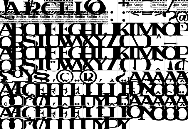 Marcelo Personal Use Regular  glyph index