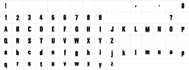 Killi Lote Regular  glyph index