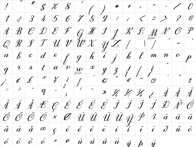 OnlyOneDollarDemo Italic  glyph index