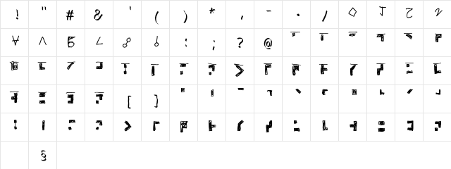 Braile 1 Regular  glyph index