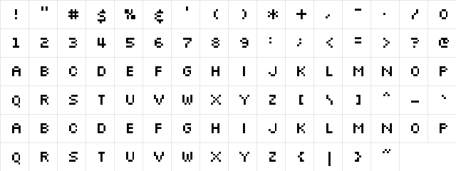 Silkscreen Expanded Normal  glyph index