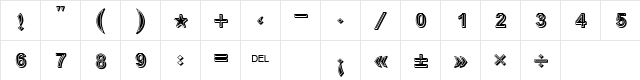 Boutros Ads Inline Bold  glyph index