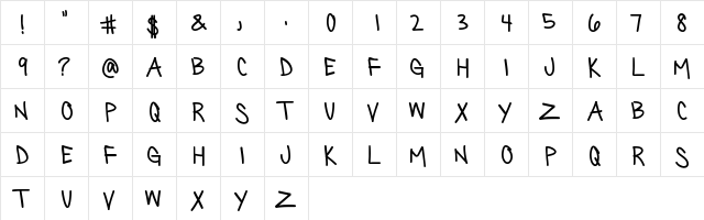 Silly Games Regular  glyph index