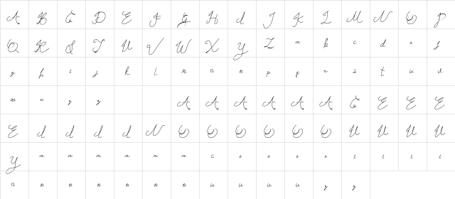 Sheira DEMO Regular  glyph index