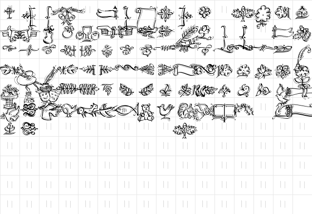 DF Calligraphic Ornaments Medium  glyph index