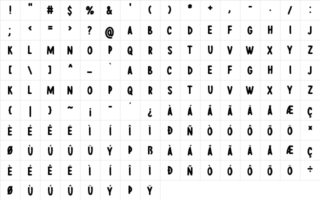 Thrive Xmas Regular  glyph index