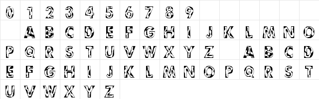 101! Cow Print Regular  glyph index