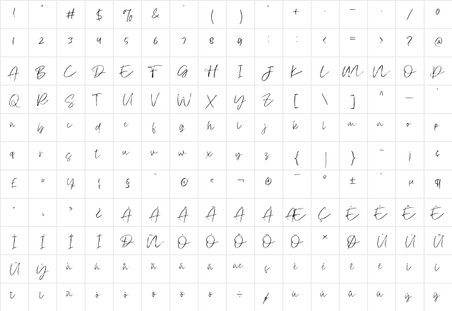 Atkinson Signature Regular  glyph index