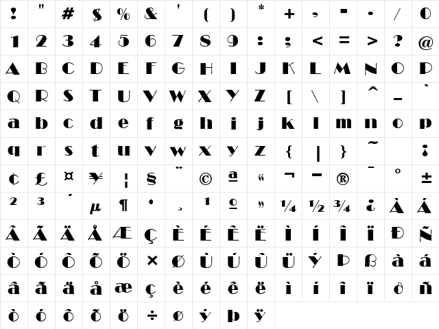 PT Capone Normal  glyph index