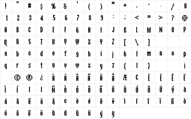 AspersionBold Regular  glyph index