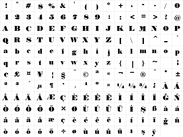 00959 Regular  glyph index