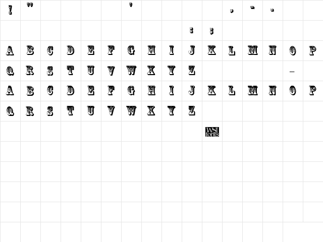 MackinawDisplayCaps Regular  glyph index