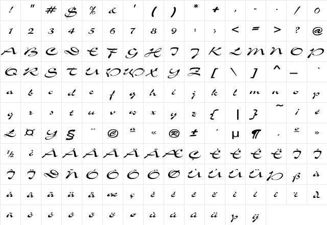 Slogan-Normal Wd Regular  glyph index