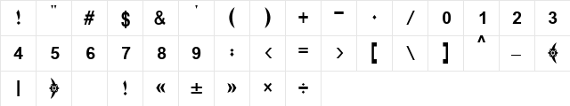 Boutros Ads Pro Bold Condensed  glyph index