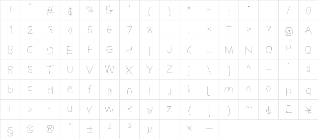 Proton LitExt  glyph index