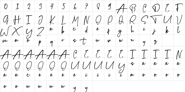 Bigfish Regular  glyph index