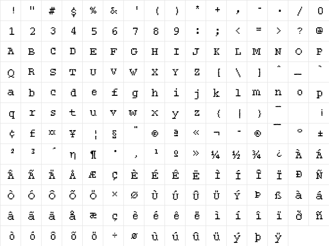 DTCRoughM27 Regular  glyph index