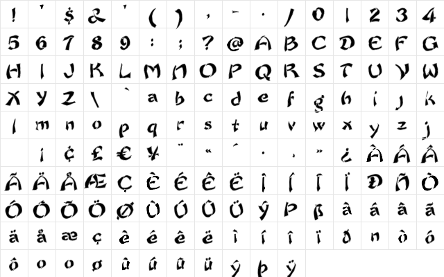 LHF Crouching Tiger Regular  glyph index