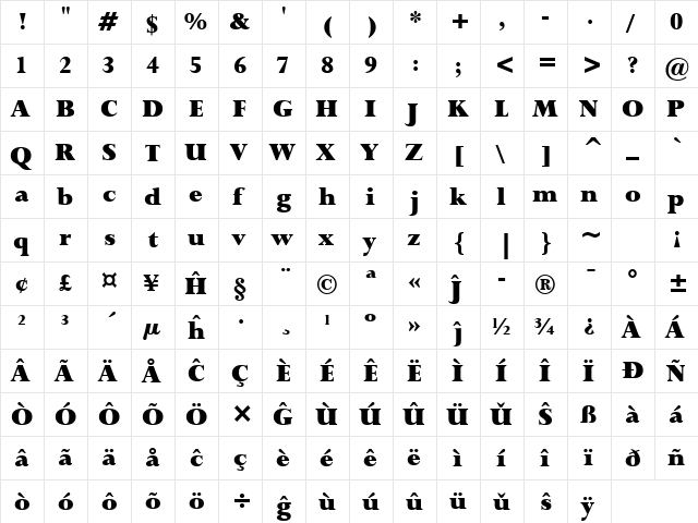 Lapidary333 Blk BT Eo Black  glyph index