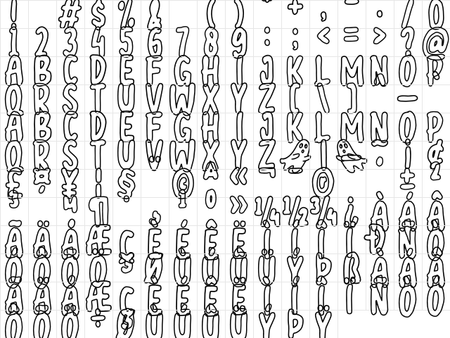 halloween outline Regular  glyph index