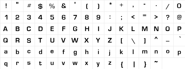 Gardenway-Bold Regular  glyph index
