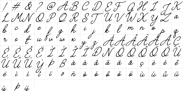 The Grateful 4 Regular  glyph index