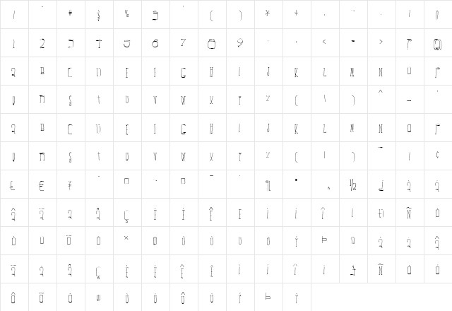 SpaghettiWestern Regular  glyph index