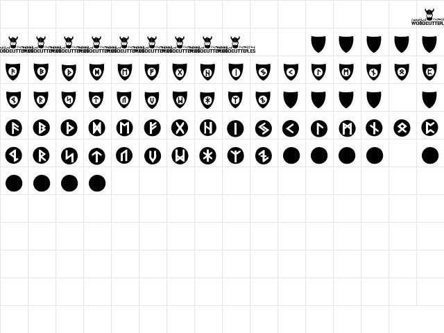 Viking Runes Shields Regular  glyph index