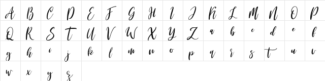 Michelles Regular  glyph index