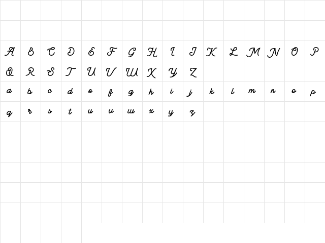 BeeQueen Script Clean Regular  glyph index