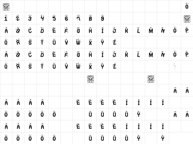 Hanging Party Regular  glyph index