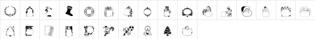 pf_xmas dings Regular  glyph index