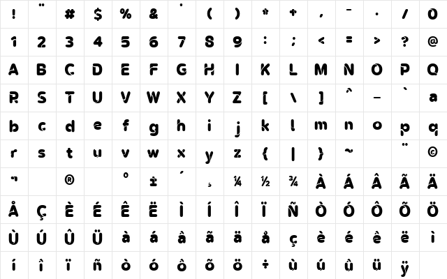 OMEGLE Regular  glyph index