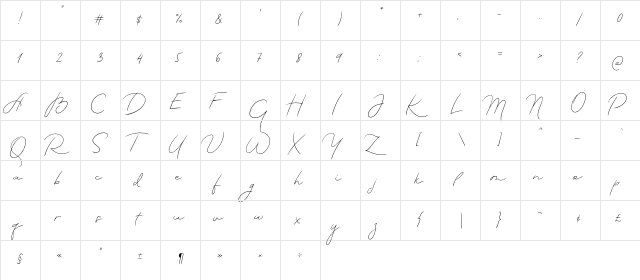 MADE TheArtist Script Regular  glyph index