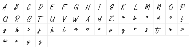 Zeuty Script Demo Demo  glyph index