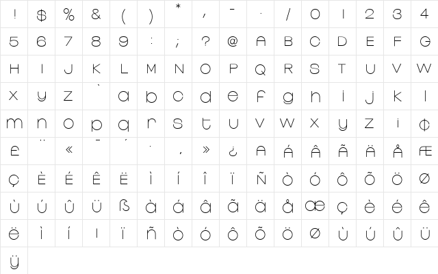 LinearEF Regular  glyph index