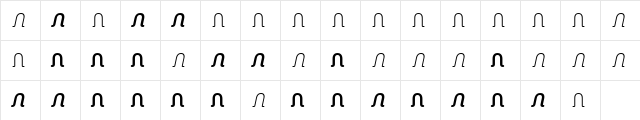 TFSquiggleTypewr Regular  glyph index